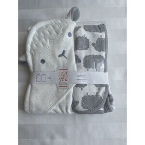 Set of 2 Baby Towels 1 Hooded Bath Towel and 1 Regular Towel 29x29"